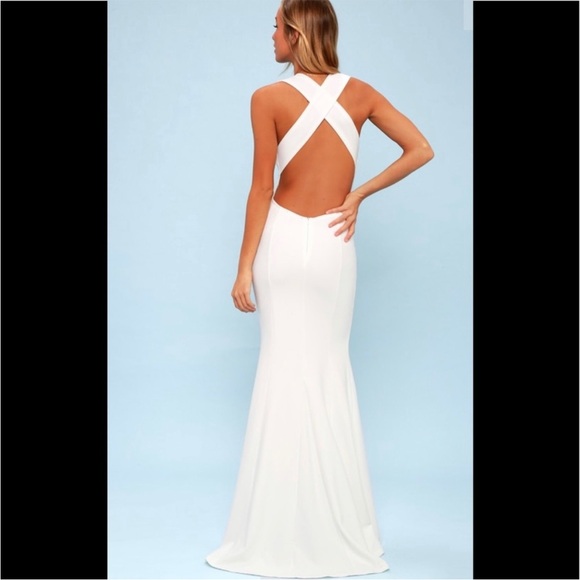 Lulus white plunge neck bare back dress M - Picture 3 of 13